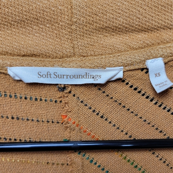 Soft Surroundings Kinsale Bouclé Jacket Top XS Striped Embroidered Cotton Boho - Picture 11 of 12